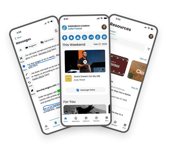Saddleback Church app promotional graphic